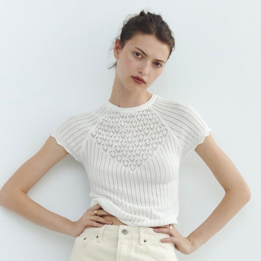 Zara pointelle knit top